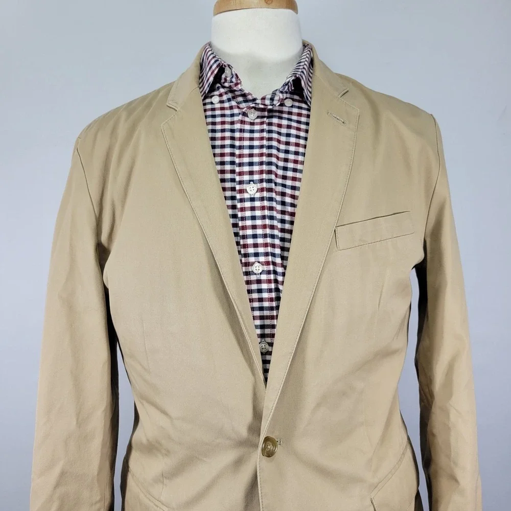 J.Crew Men's Sport Coat Blazer Two Button Beige Cotton Size Large‎